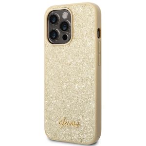 Guess Glitter Flakes Back Cover für das iPhone 14 Pro Max - Gold