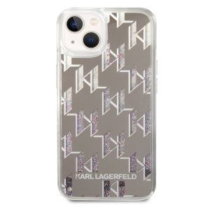 Karl Lagerfeld Liquid Glitter Cover Monogram für das iPhone 14 - Silber