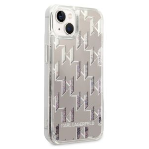 Karl Lagerfeld Liquid Glitter Cover Monogram für das iPhone 14 - Silber