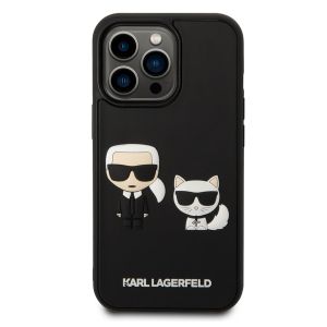 Karl Lagerfeld Karl & Choupette 3D Rubber Hardcase Backcover für das iPhone 14 Pro - Schwarz