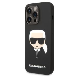 Karl Lagerfeld Karl's Head Liquid Silikonhülle MagSafe iPhone für das 14 Pro - Schwarz
