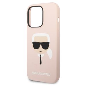 Karl Lagerfeld Karl's Head Liquid Silikonhülle MagSafe iPhone für das 14 Pro Max - Rosa