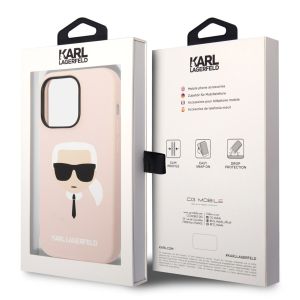 Karl Lagerfeld Karl's Head Liquid Silikonhülle MagSafe iPhone für das 14 Pro Max - Rosa