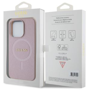 Guess Saffiano MagSafe Back Cover für das iPhone 15 Pro - Rosa