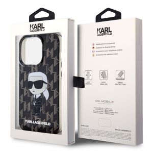 Karl Lagerfeld Hard Case Back Cover Monogram für das iPhone 15 Pro Max - Schwarz