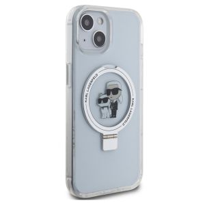 Karl Lagerfeld Karl & Choupette Hard Case Back Cover Ringstand MagSafe für das iPhone 15 - Transparent