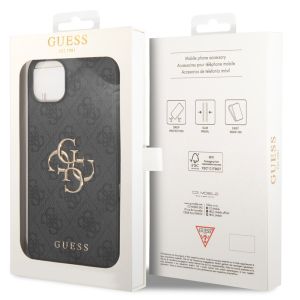 Guess 4G Metal Logo Back Cover für das iPhone 15 - Grau