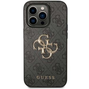 Guess 4G Metal Logo Back Cover für das iPhone 15 Pro - Grau
