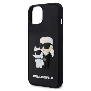 Karl Lagerfeld Karl & Choupette 3D Rubber Hardcase Backcover für das iPhone 15 - Schwarz