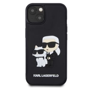 Karl Lagerfeld Karl & Choupette 3D Rubber Hardcase Backcover für das iPhone 15 - Schwarz
