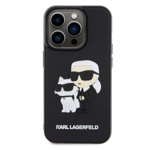 Karl Lagerfeld Karl & Choupette 3D Rubber Hardcase Backcover für das iPhone 15 Pro - Schwarz