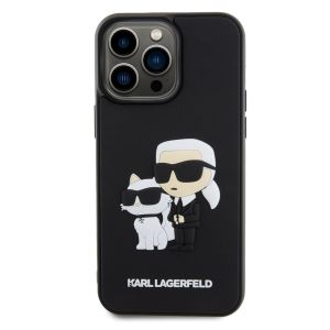 Karl Lagerfeld Karl & Choupette 3D Rubber Hardcase Backcover für das iPhone 15 Pro Max - Schwarz