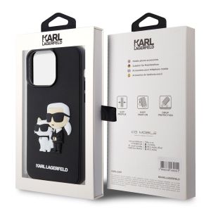 Karl Lagerfeld Karl & Choupette 3D Rubber Hardcase Backcover für das iPhone 15 Pro Max - Schwarz