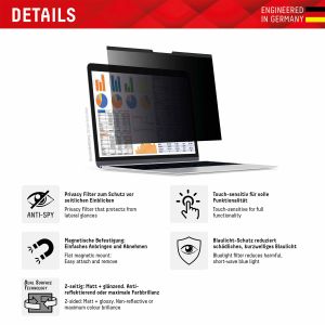 Displex Privacy Safe magnetische Bildschirmschutz für MacBook Air 13.3 Zoll / Pro 13.3 Zoll - A1932 / A2179 / A2337 / A1466 / A1706 / A1708 / A1989 / A1502