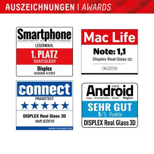 Displex Bildschirmschutzfolie Real Glass Full Cover für das iPhone 15 / 15 Pro