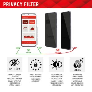 Displex Displayschutz aus gehärtetem Glas Privacy für das iPhone 15 / 15 Pro