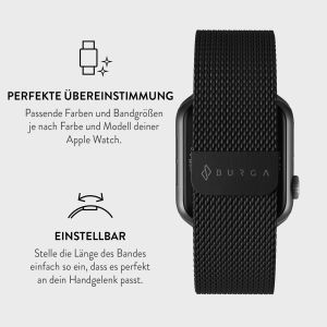 Burga Mailändische armband für das Apple Watch Series 1-9 / SE / Ultra (2) - 42/44/45/49mm - Schwarz