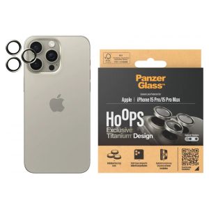 PanzerGlass Kameraprotektor Hoop Optic Rings für das iPhone 15 Pro / 15 Pro Max - Natural Titanium