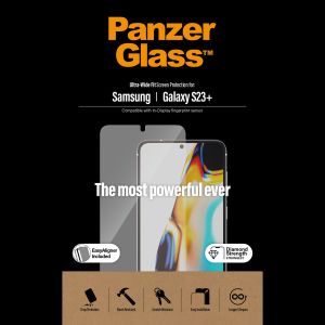PanzerGlass Ultra-Wide Fit Antibakterieller Displayschutz mit Applikator für das Samsung Galaxy S23 Plus - Schwarz