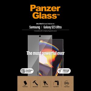 PanzerGlass Ultra-Wide Fit Antibakterieller Displayschutz mit Applikator für das Samsung Galaxy S23 Ultra - Schwarz