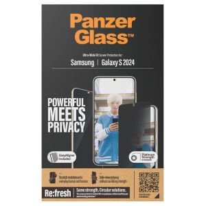 PanzerGlass Ultra Wide Fit Antibakterieller Screen Protector mit Sichtschutz inkl. Applikator für das Samsung Galaxy S24