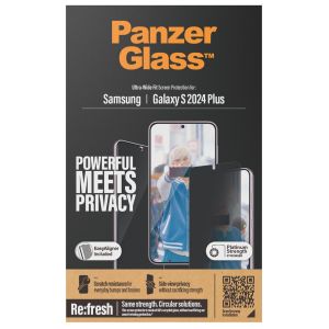 PanzerGlass Ultra Wide Fit Antibakterieller Screen Protector mit  Sichtschutz inkl. Applikator für das Samsung Galaxy S24 Plus