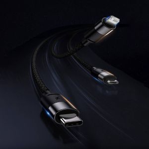 Baseus StarSpeed-Series 3-in-1-Schnellladekabel – USB-A zu USB-C / Lightning / Micro-USB – 1,2 Meter – Schwarz