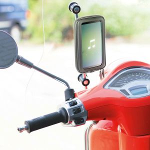 Lampa Telefonhalter Motorroller - Spritzwassergeschützt - Spiegel- und Windschutzscheibenbefestigung - Schwarz