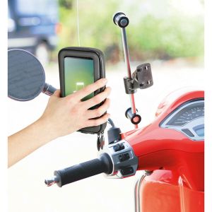 Lampa Telefonhalter Motorroller - Spritzwassergeschützt - Spiegel- und Windschutzscheibenbefestigung - Schwarz