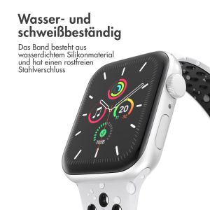 iMoshion Sportarmband⁺ für die Apple Watch Series 1-9 / SE / Ultra (2) - 42/44/45/49 mm - Größe S/M - Pure Platinum & Black