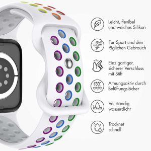 iMoshion Sportarmband⁺ für die Apple Watch Series 1-9 / SE / Ultra (2) - 42/44/45/49 mm - Größe S/M - White Rainbow