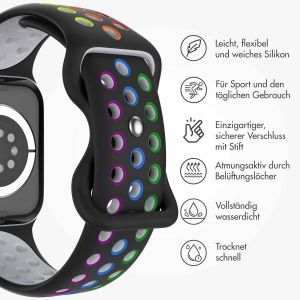iMoshion Sportarmband⁺ für die Apple Watch Series 1-9 / SE / Ultra (2) - 42/44/45/49 mm - Größe M/L - Black Rainbow