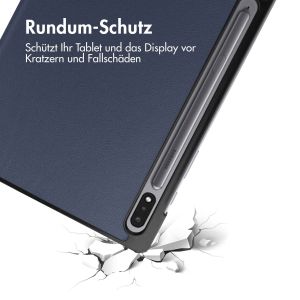 iMoshion Trifold Klapphülle für das Samsung Galaxy Tab S8 / S7 - Dunkelblau