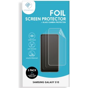 iMoshion Displayschutzfolie 3er-Pack + Kameraschutz Glas Galaxy S10