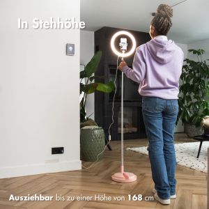 iMoshion LED-Ringlicht – Ringleuchte Smartphone – Ringlicht mit Stativ – Verstellbar - Rose Gold