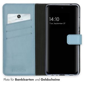 Selencia Echtleder Klapphülle für das Samsung Galaxy A52(s) (5G/4G) - Hellblau