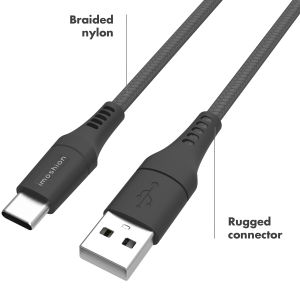 iMoshion USB-C- auf USB-Kabel - Geflochtenes Gewebe - 3 m - Schwarz