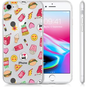 iMoshion Design Hülle für das iPhone SE (2022 / 2020) / 8 / 7 - Allover fastfood