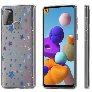 iMoshion Design Hülle für das Samsung Galaxy A21s - Stars - Violett
