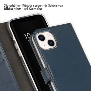 Selencia Luxuriöse 2-in-1-Portemonnaie-Klapphülle Leder für das iPhone 13 - Blau