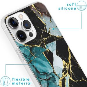 iMoshion Design Hülle für das iPhone 13 Pro Max - Marble - Blau