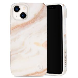 Selencia Aurora Fashion Back Case für das iPhone 14 - ﻿Strapazierfähige Hülle - 100 % recycelt - Weißer Marmor