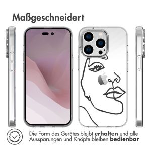 iMoshion Design Hülle für das iPhone 14 Pro - Line Art Woman White