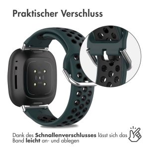 iMoshion Silikonband Sport für das Fitbit Versa 4 / 3 / Sense (2) - Grün/Schwarz