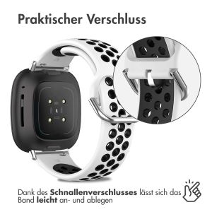 iMoshion Silikonband Sport für das Fitbit Versa 4 / 3 / Sense (2) - Weiß/Schwarz
