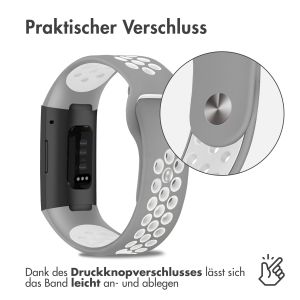 iMoshion Silikonband Sport für das Fitbit Charge 3  /  4 - Grau / Weiß