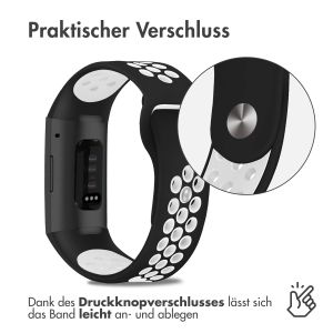 iMoshion Silikonband Sport für das Fitbit Charge 3  /  4 - Schwarz / Weiß