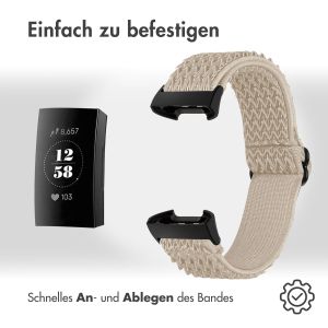 iMoshion Elastische Nylonarmband für das Fitbit Charge 3 / 4 - Beige