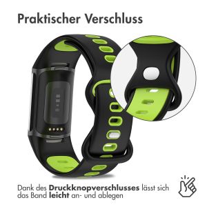 iMoshion Silikonband Sport für das Fitbit Charge 5 / Charge 6 - Schwarz / Grün