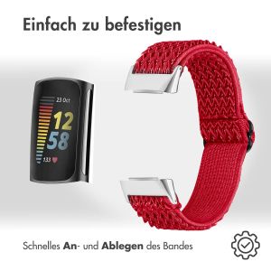 iMoshion Elastische Nylonarmband für das Fitbit Charge 5 / Charge 6 - Rot